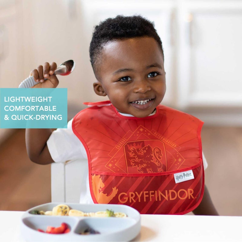 Bumkins Bibs for Girl or Boy, SuperBib Baby and Toddler for 6-24 Months, Essential Must Have for Eating, Feeding, Baby Led Weaning, Mess Saving Waterproof Soft Fabric, 3-pk Harry Potter Gryffindor - Image 3